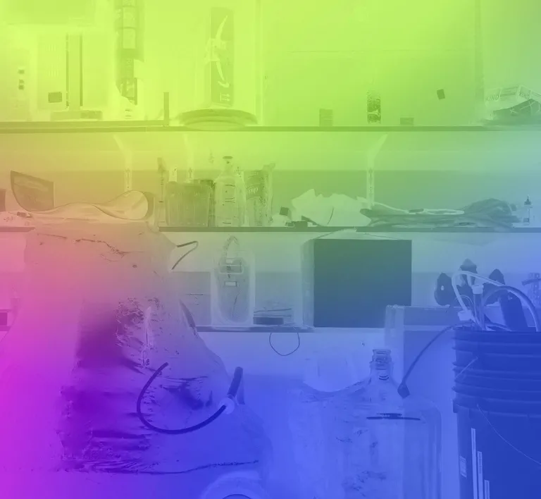 a lab with a rainbow filter